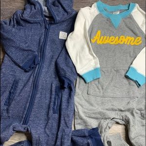 Two VGUC Carter's boys footless jumpers, Sz 24 mos